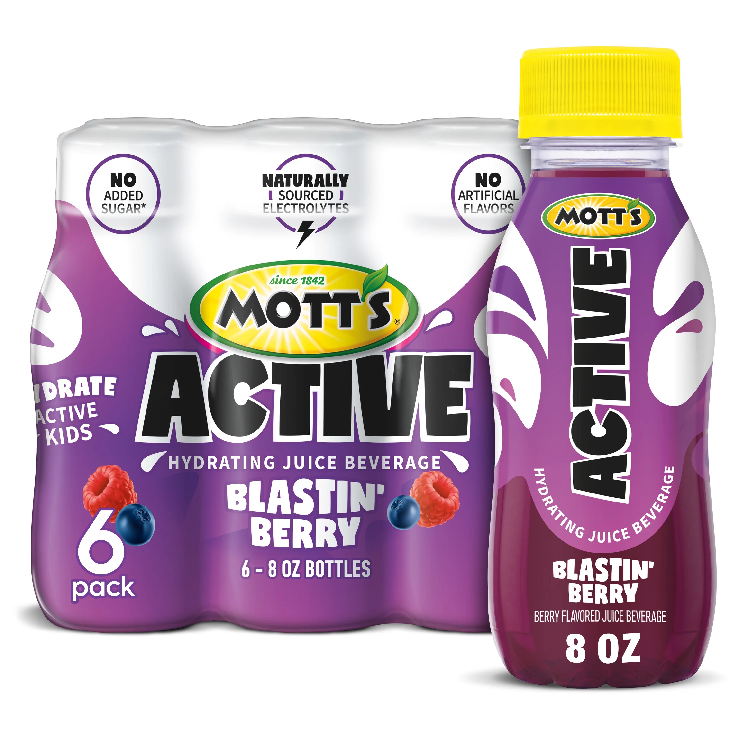 Mott's Active Blastin' Berry Hydrating Juice Beverage, 8 fl oz, 6 Count Bottles | Walmart (US)