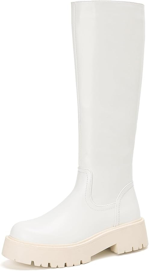 Putu Platform Knee High Boots, Chunky Lug Sole Riding Boots for Women | Amazon (US)