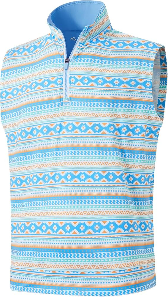 M MAELREG Men's Print Golf Vest Quarter Zip Sleeveless 1/4 Zip Pullover | Amazon (US)