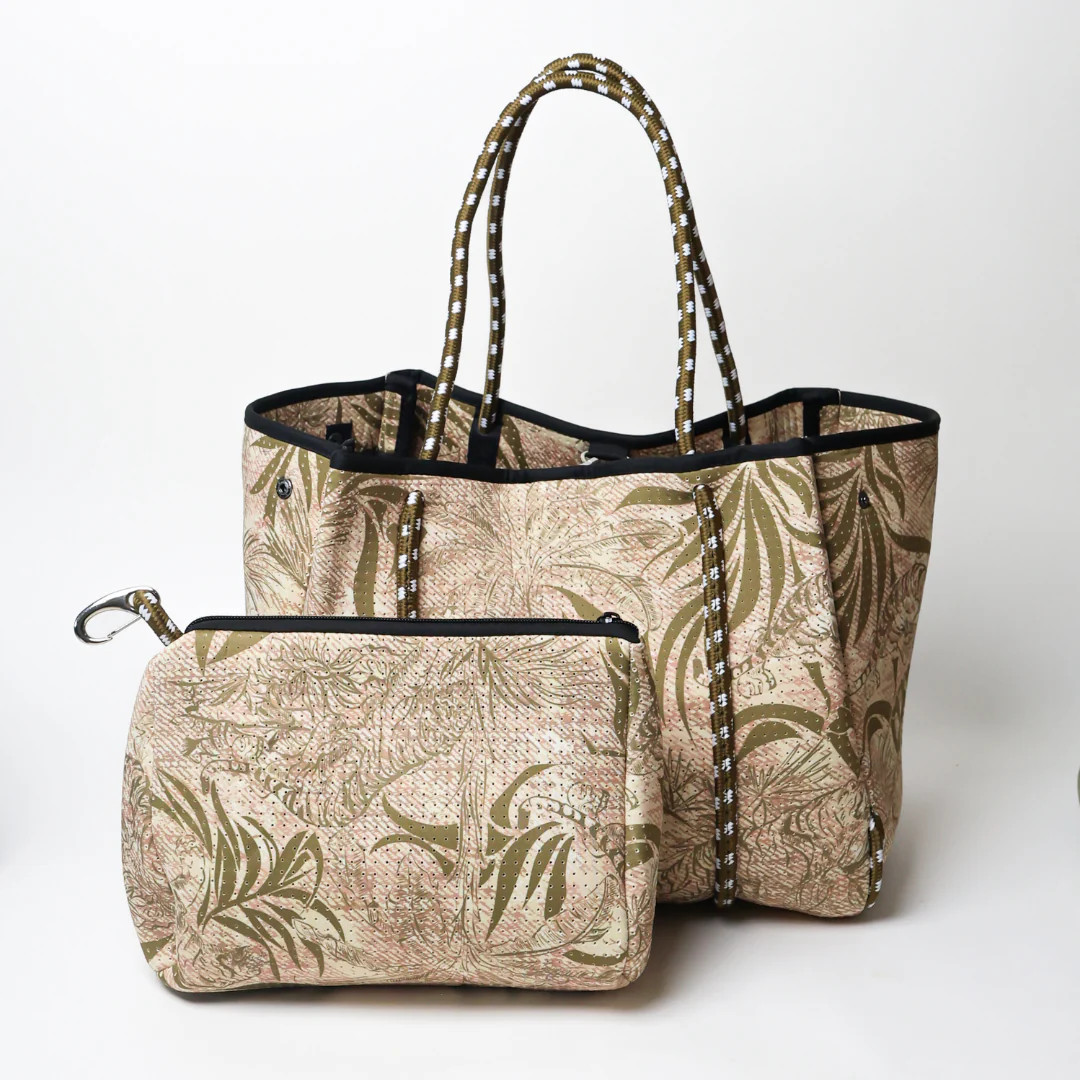 JUNGLE FEVER DENIM BEIGE BASIC SET - EVERYDAY TOTE AND POUCH | PopUps