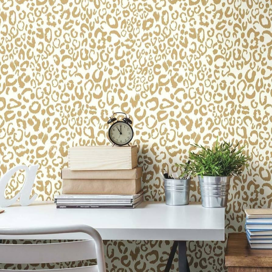 RoomMates RMK10700WP Metallic Gold Leopard Peel and Stick Wallpaper, 20.5" x 16.5 feet | Amazon (US)