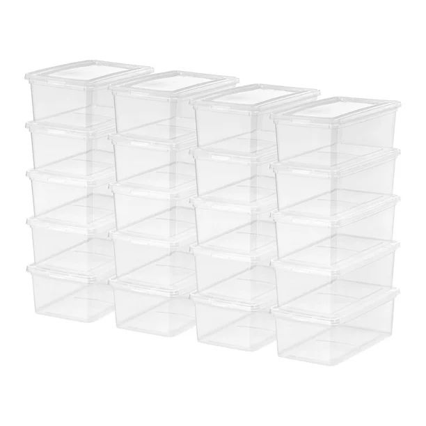 Mainstays 5Qt Stackable Plastic Lidded Closet Organizer Box - Clear - 20 Pack - Walmart.com | Walmart (US)