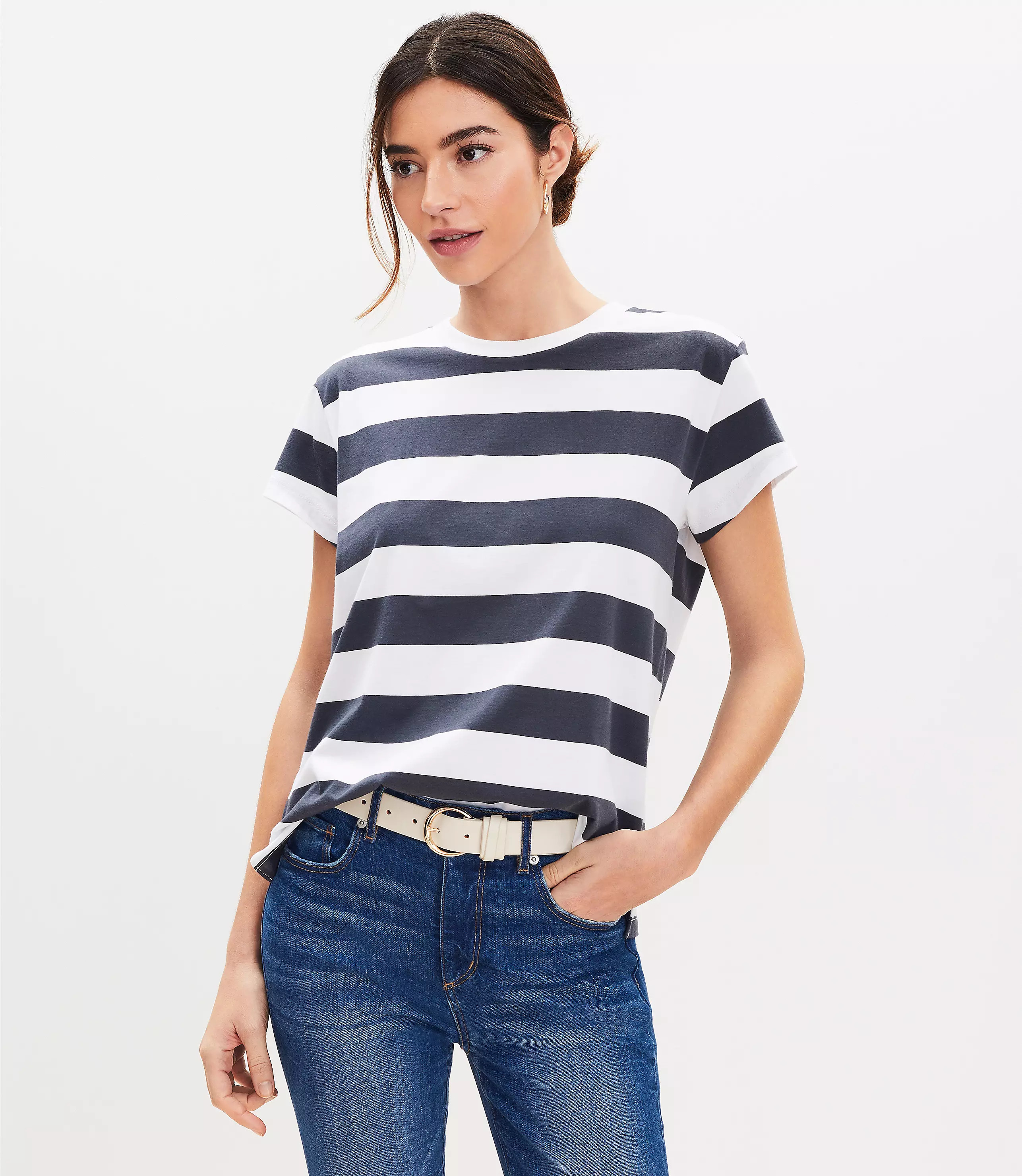 Stripe Modern Relaxed Crew Tee | LOFT