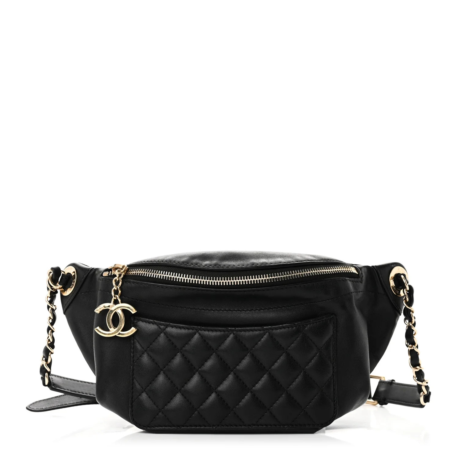 Chanel Lambskin Quilted Waist Bag Fanny Pack Black 1724595 | FASHIONPHILE (US)