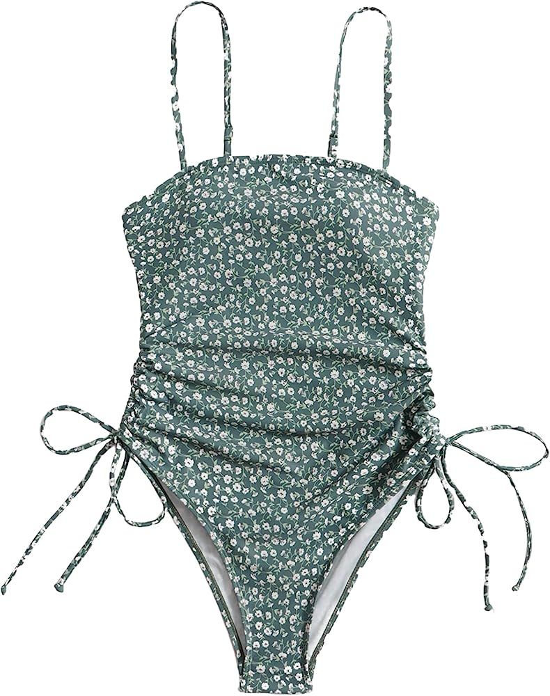 Floerns Women's Floral One Piece Swimsuit Tummy Control Scoop Neck Drawstring Monokini Bathing Su... | Amazon (US)