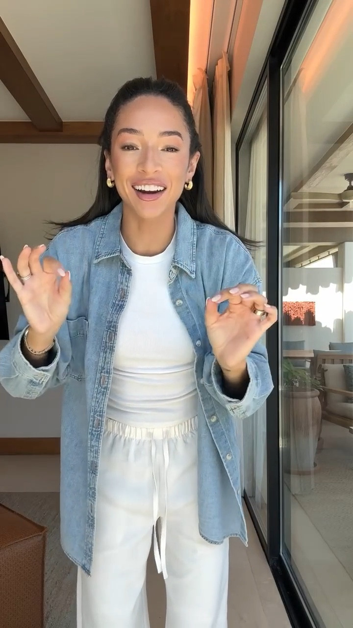 Travel outfit ✈️ Wearing size XS tee, S denim shirt and size S in wrinkle free pants 🤍 The entire Aritzia site is 20-50% OFF for their summer sale! #aritziapartner @aritzia 


Summer outfit 
White pants  
Comfy outfit
Travel outfit 
Airport outfit
Denim shirt outfit 
Aritzia sale 

#LTKTravel #LTKStyleTip #LTKSaleAlert