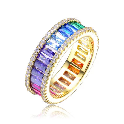 Guili Girls/Teens Sterling Silver with Gold Plating Band Ring, Adorned with Sparkling Cubic Zirconia, Elegant and Stylish Design, Size 7 | Target