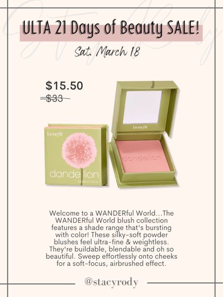 There are so many cute colors and some of the best pigmented blushes!!! Ulta sale 

#LTKbeauty #LTKunder50 #LTKwedding