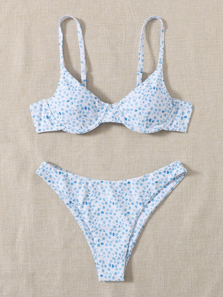 Ditsy Floral Underwire Bikini Swimsuit | SHEIN