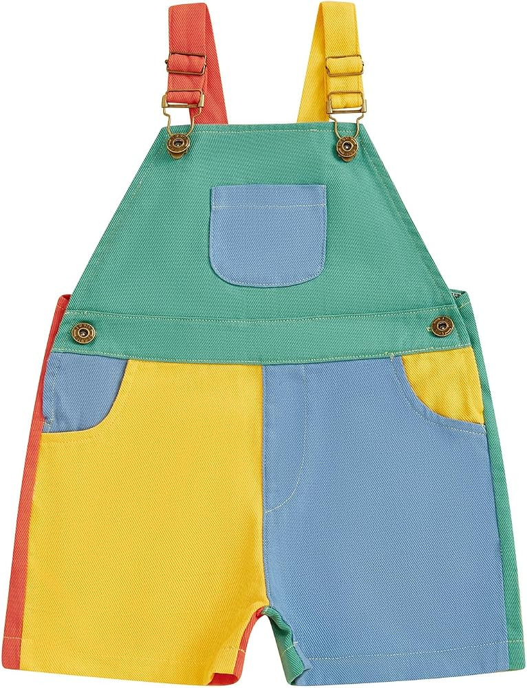 Toddler Baby Girl Boy Overalls Romper Color Block Jumpsuit | Amazon (US)