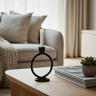 Sagebrook Home 6" Round Ring Taper Candle Holder - Contemporary Black Circular Abstract Metal Candle Display for Home or Office Decor - Wedding Event | Target
