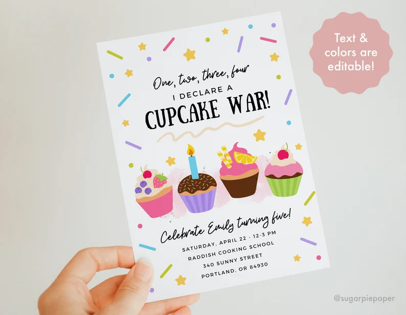Cupcake Birthday Invitation, Baking Birthday Party, Girl Birthday Invitation Printable, Kids Cook... | Etsy (US)
