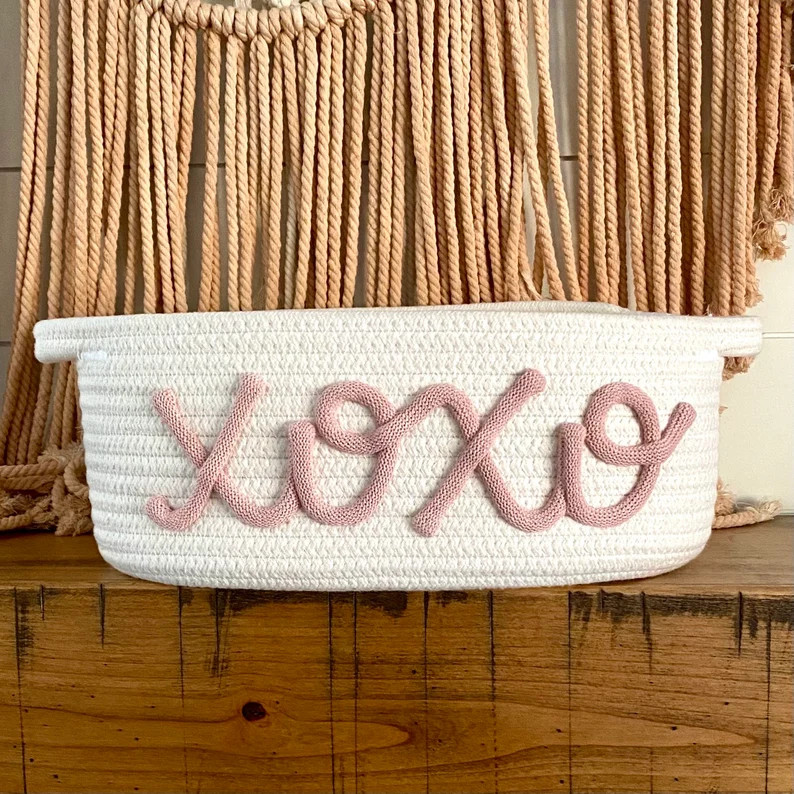 Valentines Day Gift Basket, XOXO Decor, Pretty Organization, Baby Girl Present, Personalized Gift... | Etsy (US)