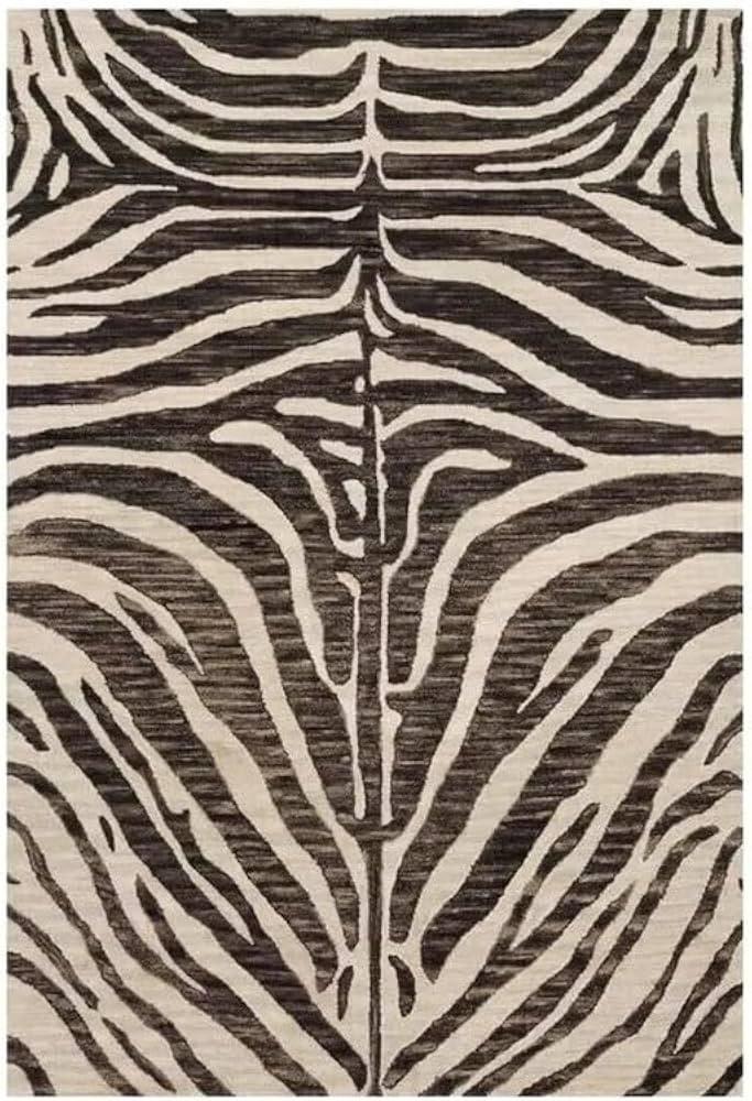 Zebra Handmade Tufted Wool Area Rug \u2013 5' x 8' (Rectangular), Chocolate Brown & Cream \u2013 ... | Amazon (US)