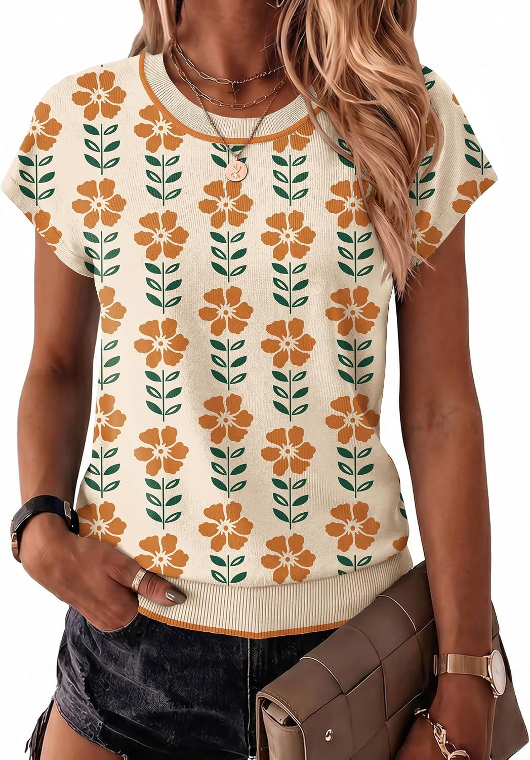 Zeagoo Sweaters for Women Tops Short Sleeve Crewneck Basic Fashion Clothing | Amazon (US)