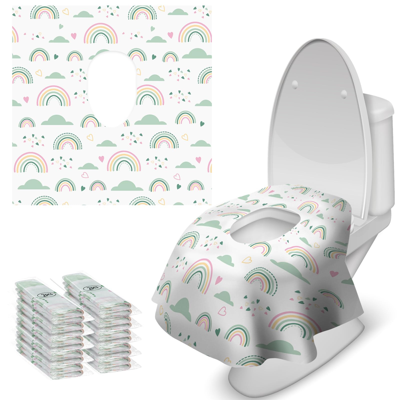 Blissful Diary 20 Pcs Toilet Seat Covers Disposable for Toddlers & Adults, Extra Large Waterproof... | Amazon (US)