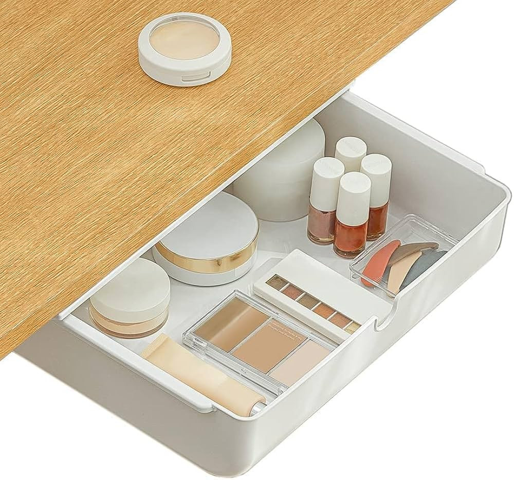 Poeland Under Desk Drawer Self-Stick Storage Organizer for Office Home School Large Size White | Amazon (US)