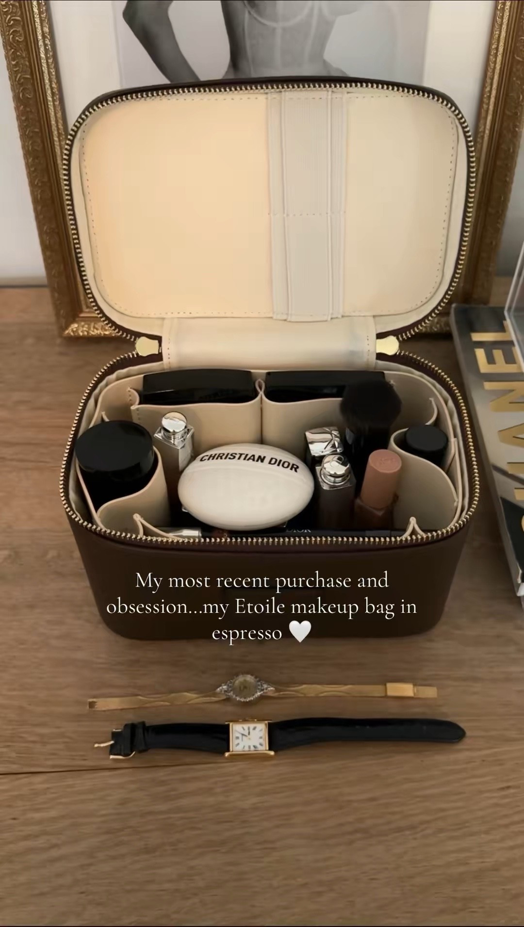 My Etoile makeup bag in espresso. It’s the mini version.