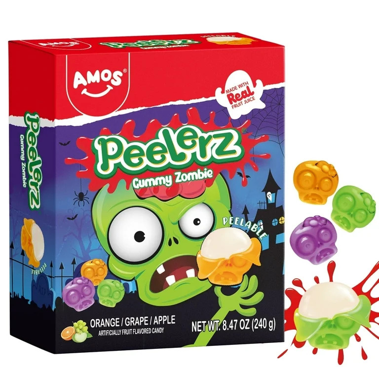 Amos Peelerz Gummy Zombie, Halloween Gummy Candy Made with Real Juice 8.47 oz (1 Pack) | Walmart (US)