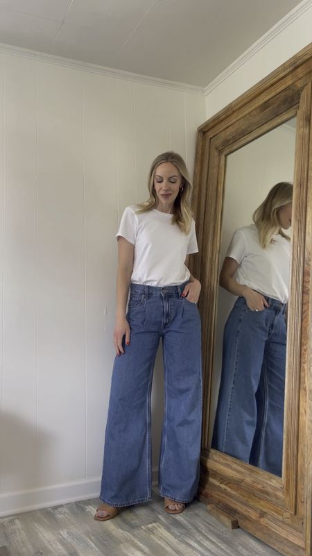 Love these wide leg jeans for spring - lightweight and perfect length for flats

#LTKFindsUnder100 #LTKVideo #LTKStyleTip