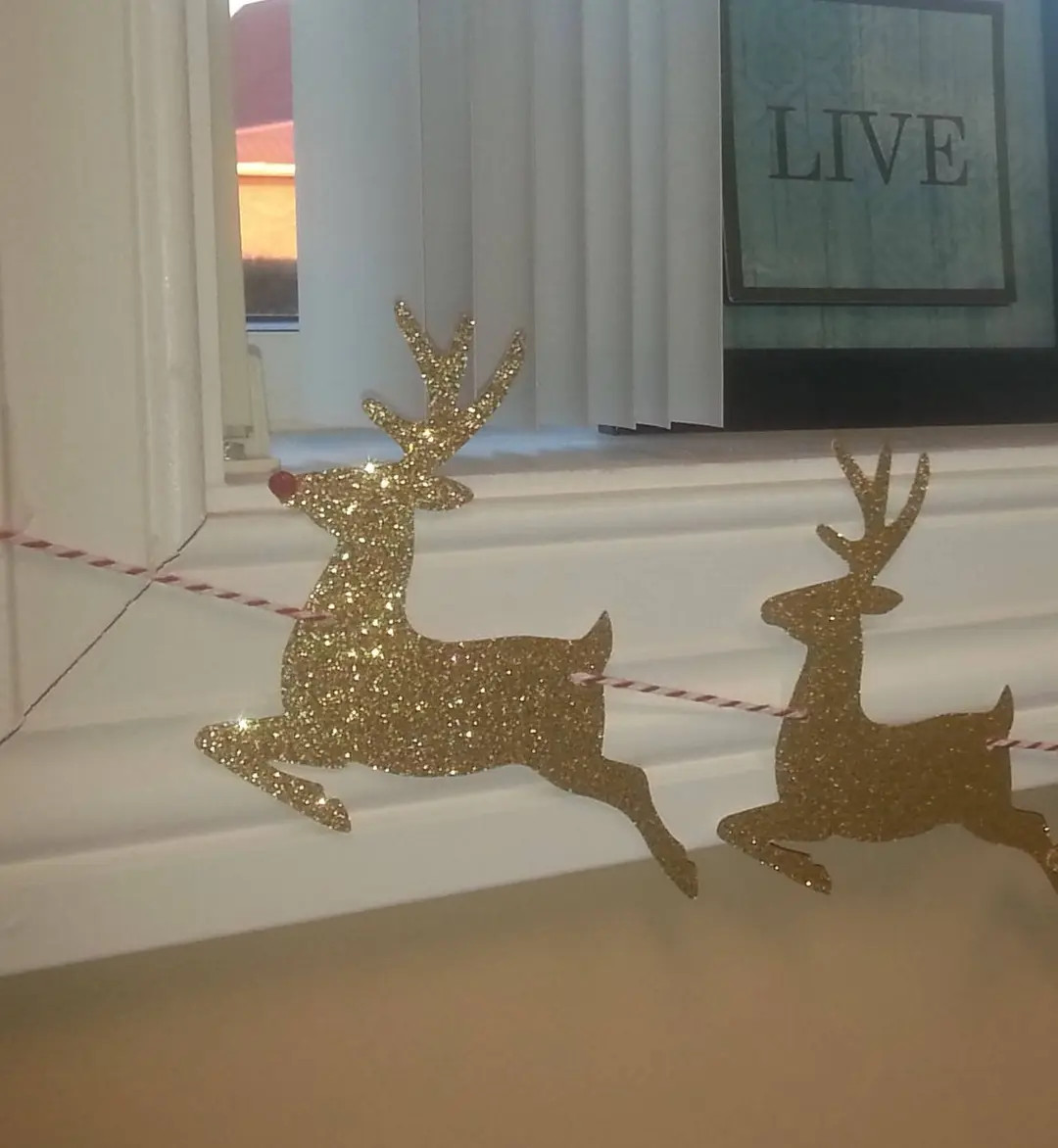 Reindeer Banner, Deer Garland, Christmas Deer Garland, Christmas Rudolph Banner, Winter Garland Deco | Etsy (US)