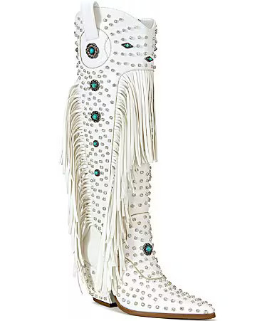 Azalea Wang Bennett Studded Fringe Tall Western Boots - 8 | Dillard's