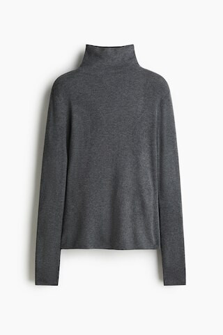 H & M - Fine-Knit Mock Turtleneck Top - Gray | H&M (US + CA)