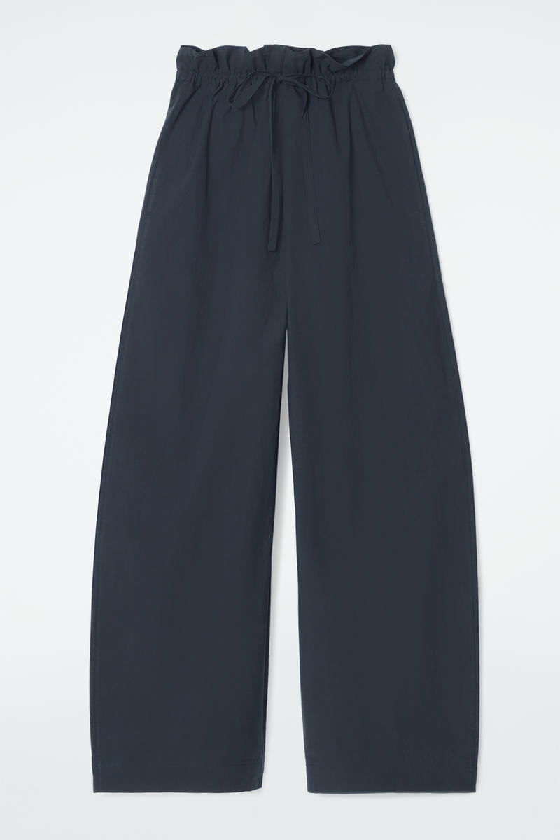 Paperbag Barrel-Leg Trousers in Navy | COS UK