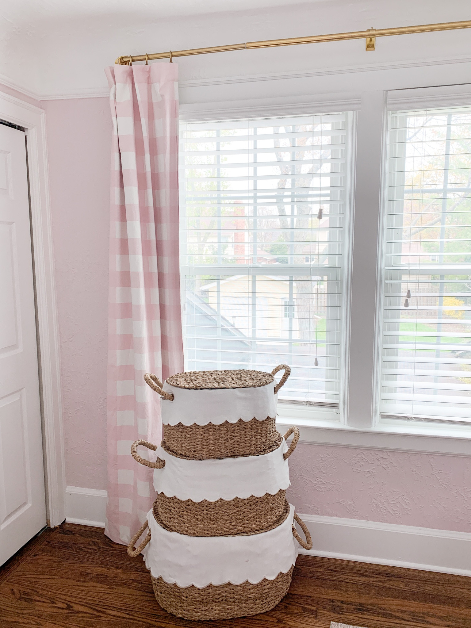 Baby girl nursery, blackout curtains, gingham curtains, toy storage 

#LTKunder100 #LTKhome #LTKbaby