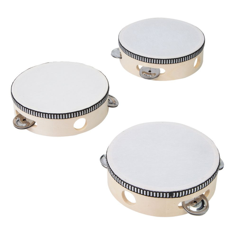 5 3/4"" x 2"" Wood Musical Instruments Tambourines Set - 3 Pc. | Oriental Trading Company