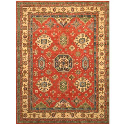 One-of-a-Kind Jevon Hand-Knotted Kazak Red/Brown/Ivory 9' x 11'8" Wool Area Rug | Wayfair North America