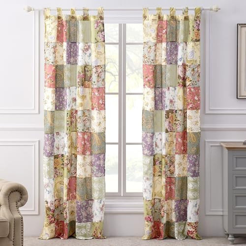 Greenland Home Blooming Prairie Authentic Patchwork Curtain Panel Set, 84 x 84 inches, Includes Two (2) 42 W x 84 L Panels | Amazon (US)