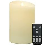 Softflame Flameless Flickering Moving Flame Pillar LED Candle, Battery Operated, Real Wax, Ivory, Re | Amazon (US)