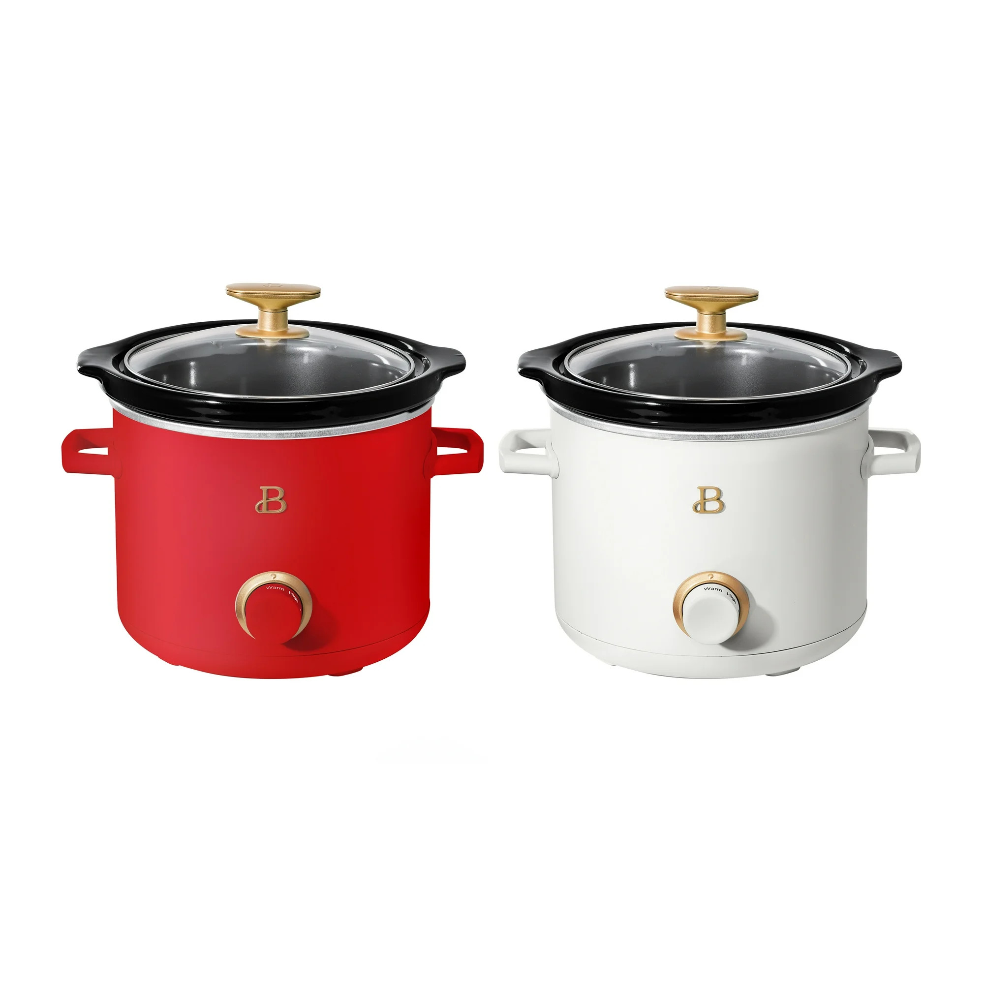 Beautiful 2 Qt Manual Slow Cooker, 2-Pack, Tomato Red + White Icing by Drew Barrymore - Walmart.c... | Walmart (US)