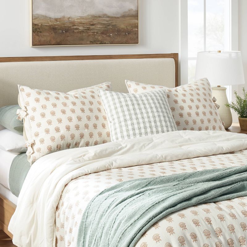 Square Slub Gingham Decorative Throw Pillow White/Light Teal Green - Threshold™ designed with S... | Target