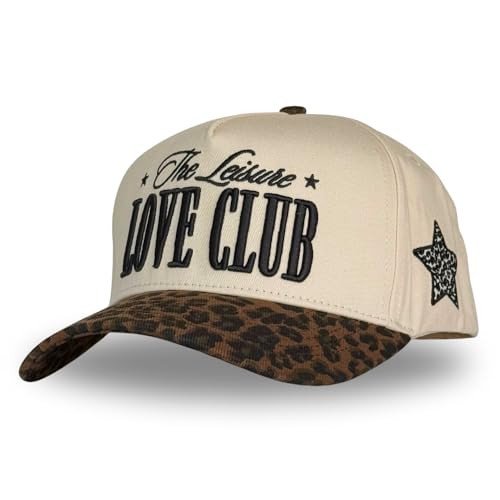 Vintage Fashion Trucker Hat | Men & Women | Trendy Cute Retro Red Caps for Country & Western | Camo Fur Cotton | Snapback (Love Club | Leopard) | Amazon (US)