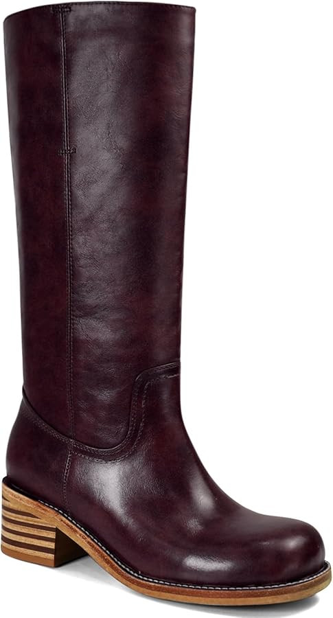 UBWDU Women's Knee High Boots Chunky Block Heel Long Boots Square Toe Low Heel Boots for Women | Amazon (US)