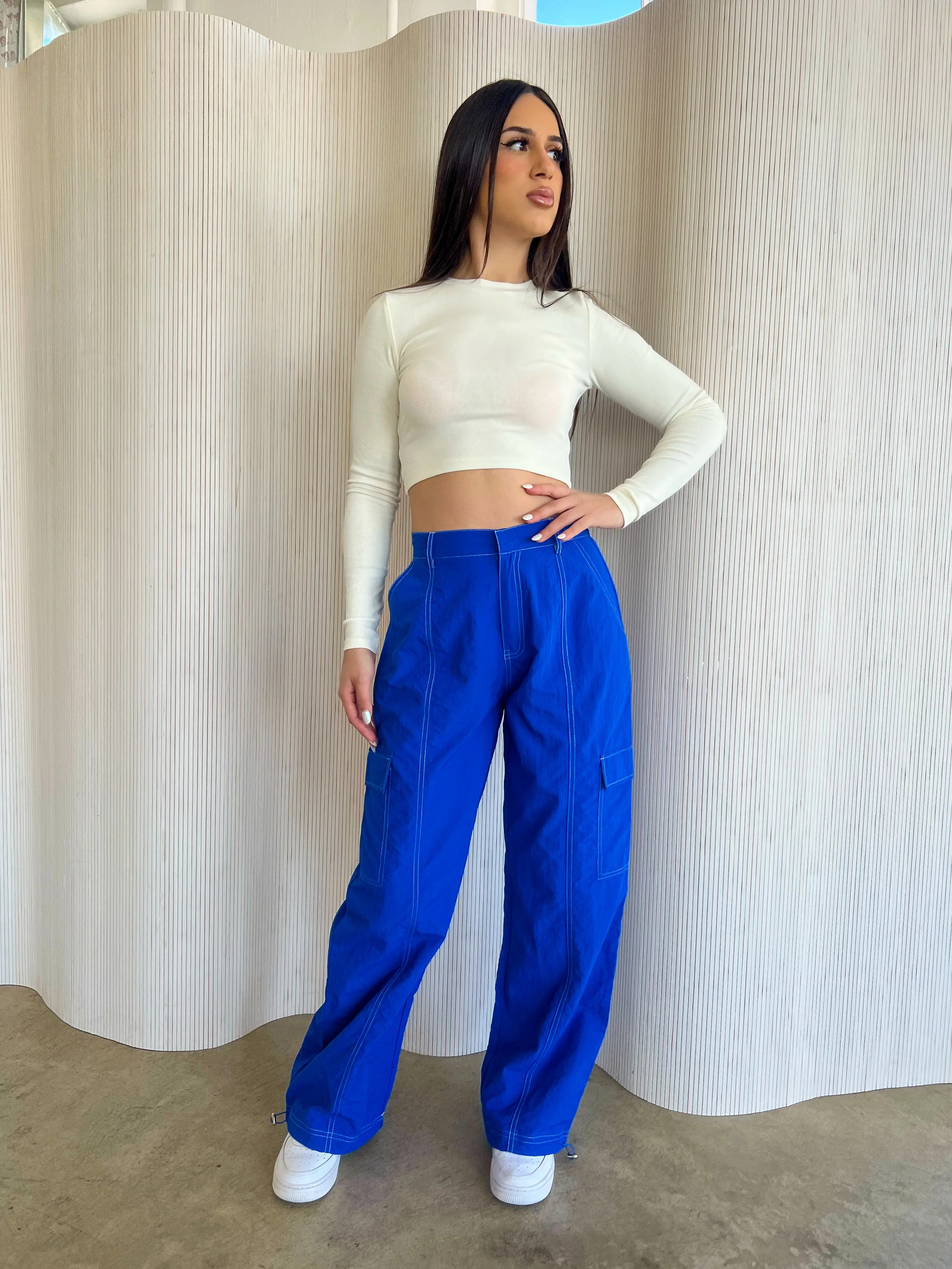 Megan Cargo Pants (Royal Blue) Small | Laura's Boutique, Inc