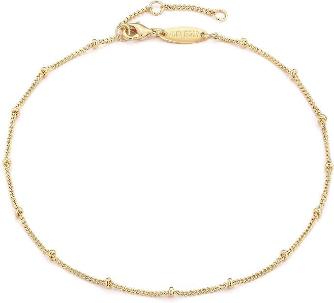 Mevecco Gold Evil Eye Charm Anklet,14K Gold Plated Boho Beach Dainty Cute Tiny Lucky Star Foot Ch... | Amazon (US)