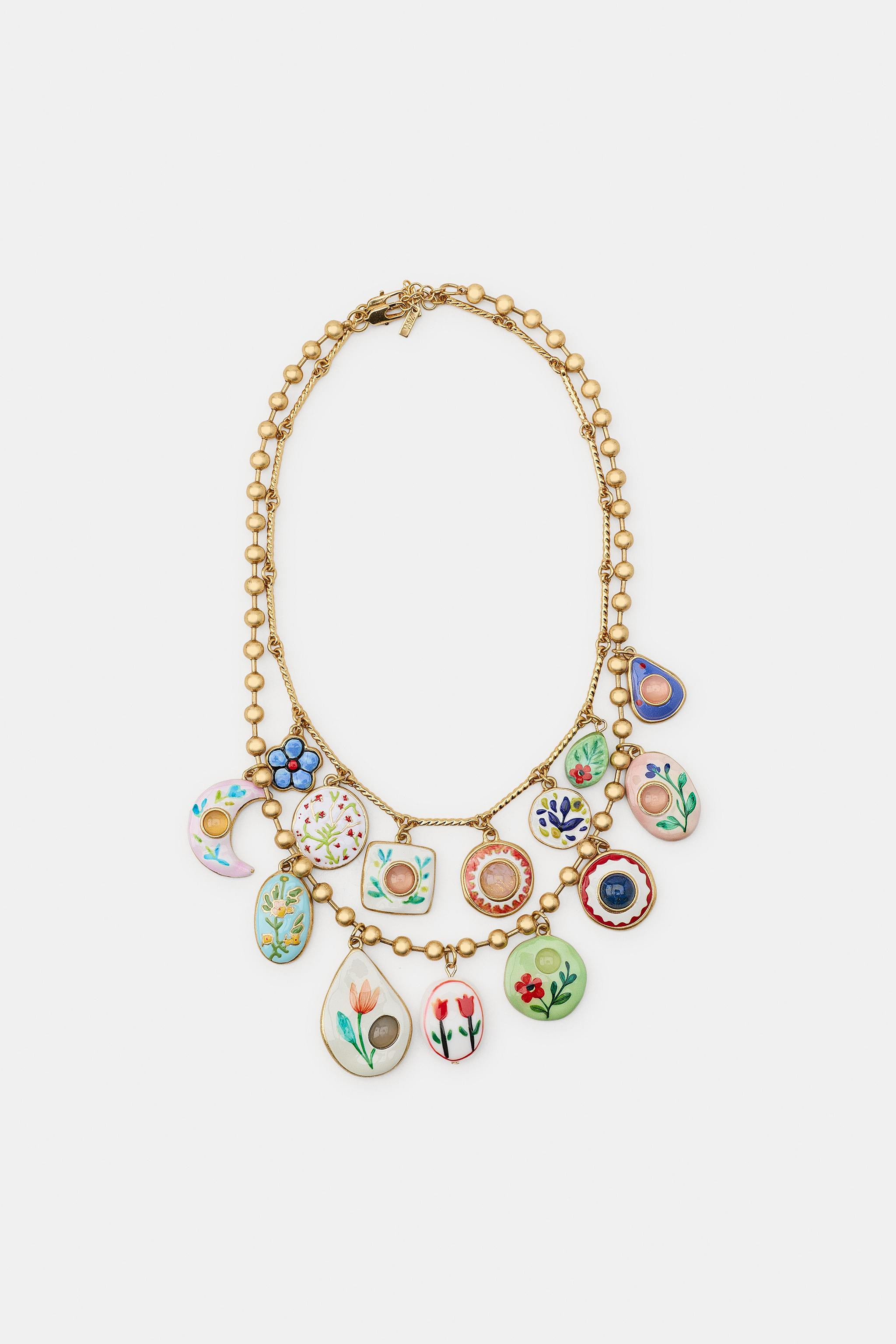 PACK OF 2 RESIN CHARM NECKLACES | Zara UK