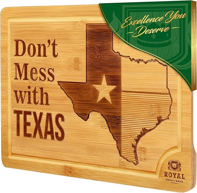 Bamboo State Cutting Board for Kitchen – Texas Cheese Board, Charcuterie Platter & Serving Tray... | Amazon (US)