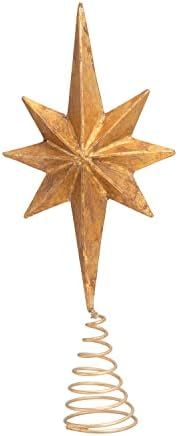 Handmade Paper Mache Star Tree Topper, Antique Gold Color | Amazon (US)