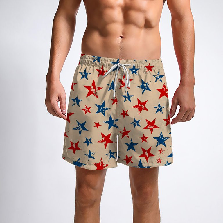 Lroveb Mens Board Shorts Independence Day Patriotic Flag Print Beach Shorts Big & Tall Mesh Lined... | Walmart (US)