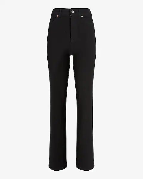 Super High Waisted FlexX Black Straight Jeans | Express