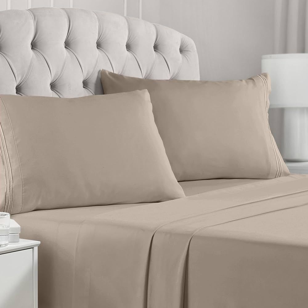 Mellanni King Size Sheets Set - 4 PC Iconic Collection Bedding Sheets & Pillowcases - Hotel Luxur... | Amazon (US)