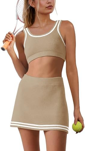 Panadila Womens 2 Piece Skirt Set Workout Outfits Tennis Skorts with Built-in Shorts and Sports B... | Amazon (US)