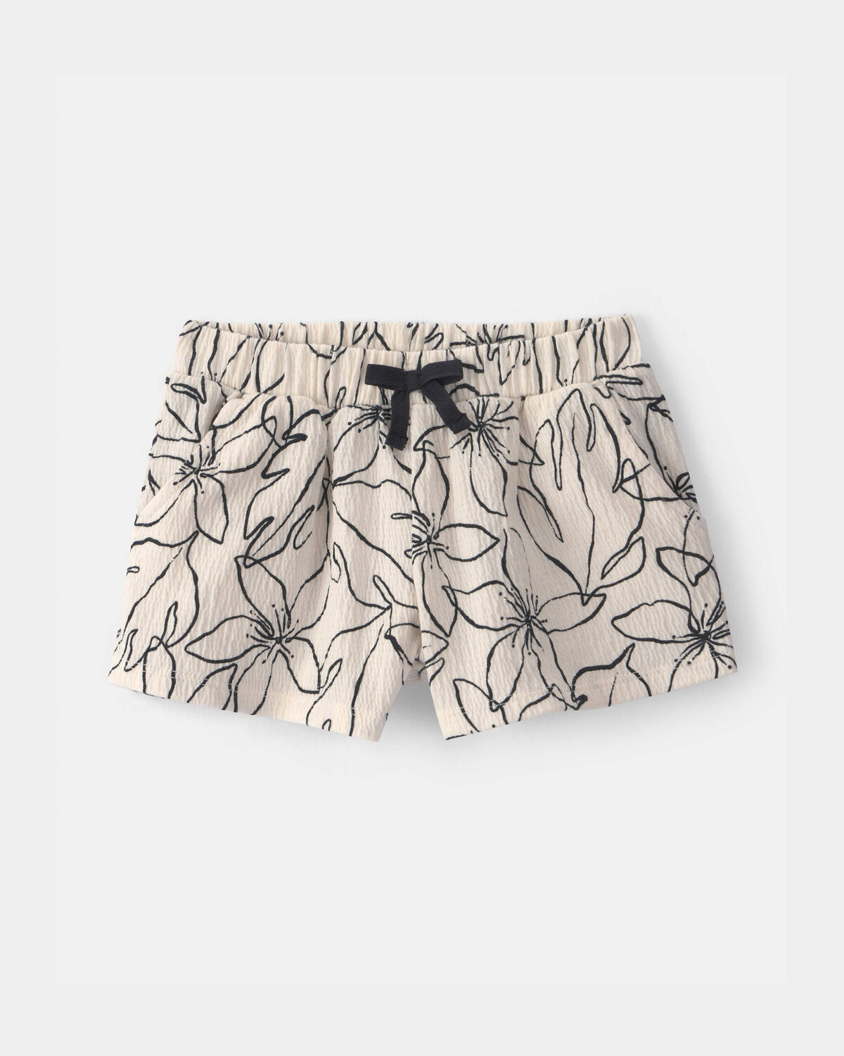 Toddler Girl Floral Crinkle Shorts - Black/Ivory | Carter's Inc