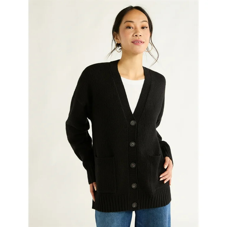 Free Assembly Women’s Grandpa Cardigan Sweater with Long Sleeves, Heavyweight, Sizes XS-XXL | Walmart (US)