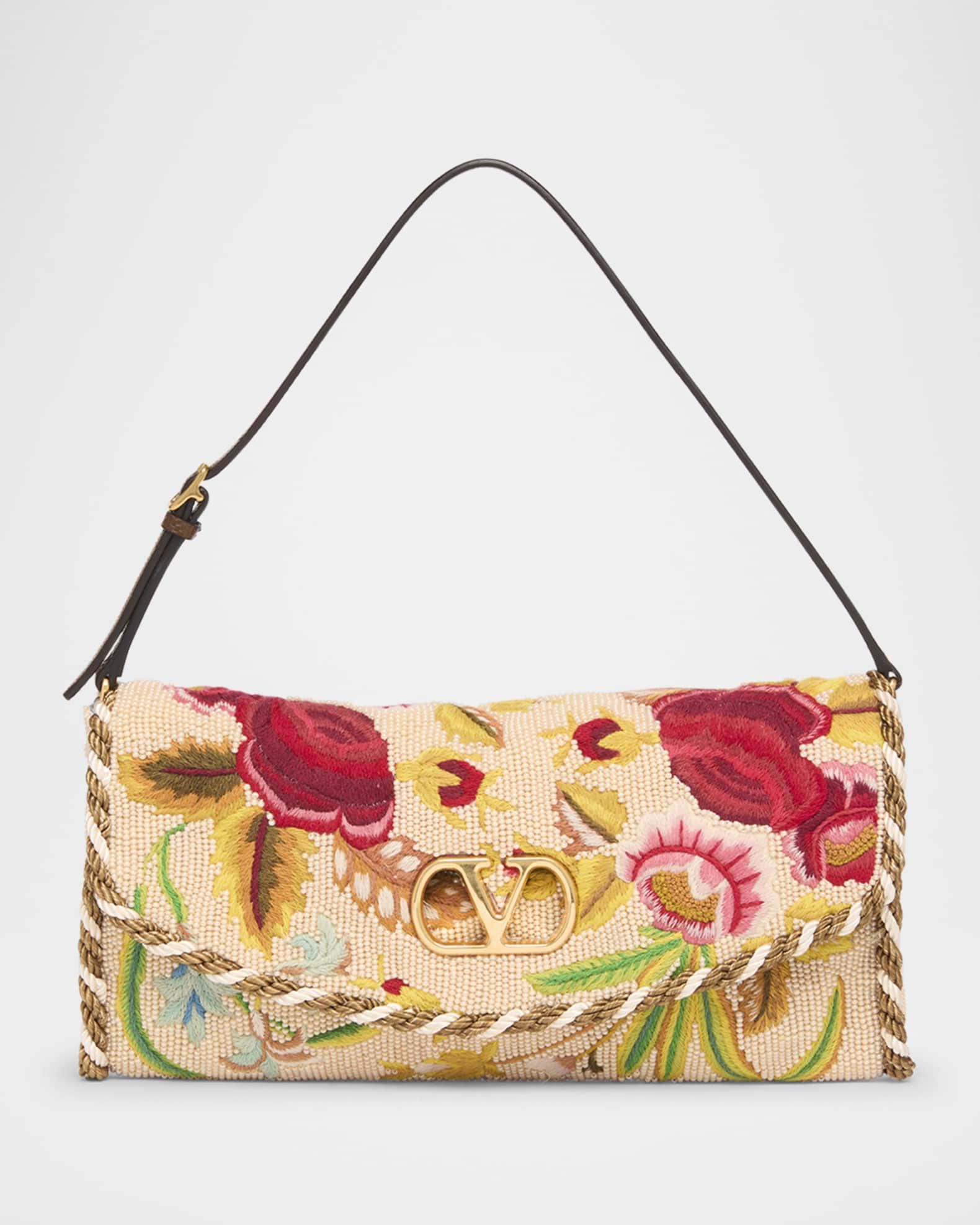 Vain Floral Beaded Shoulder Bag | Neiman Marcus