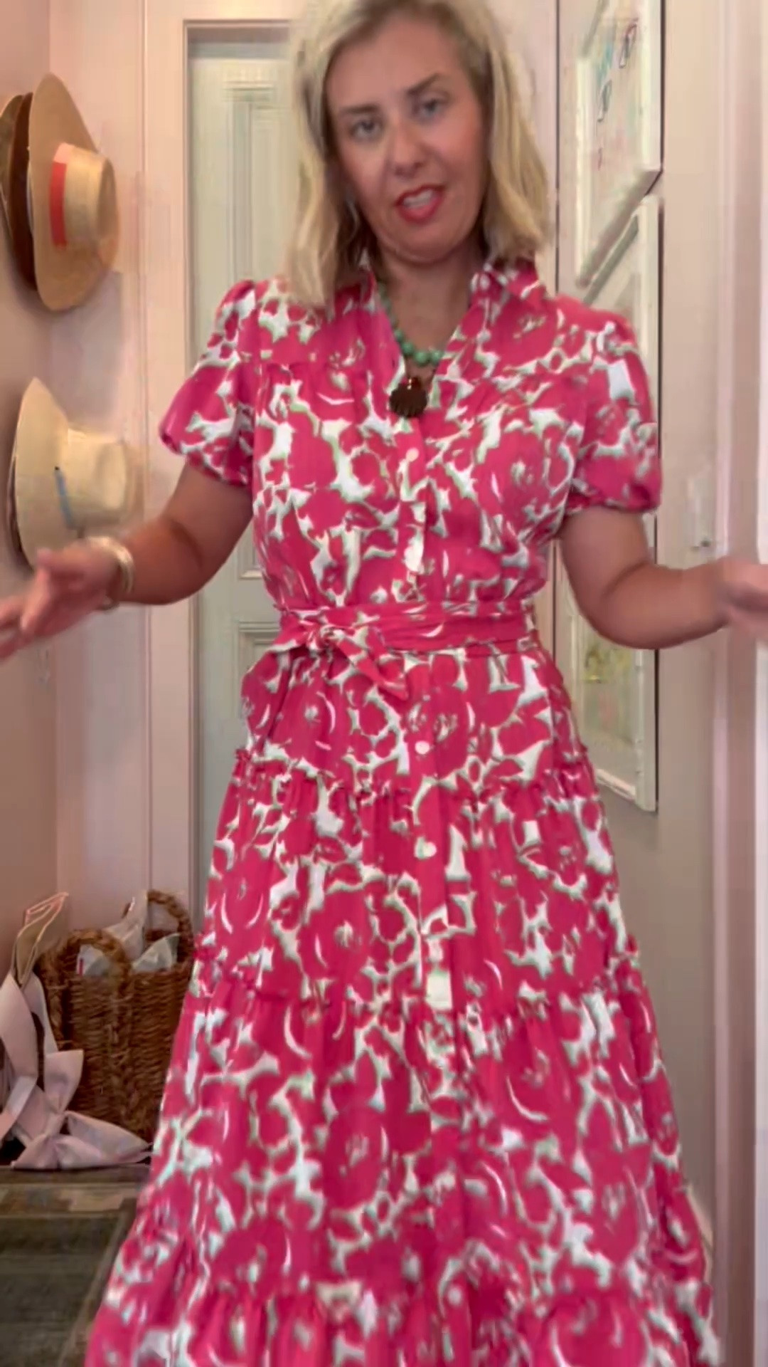 The texture of this dress is so good! The print and pops of blue make this a yes look! I’m in a 4 dress and 38.5 sandal (size 1/2 up). 

* code Catherine20 for 20% off my bangles

#LTKdayinmylife #LTKSeasonal #LTKOver40